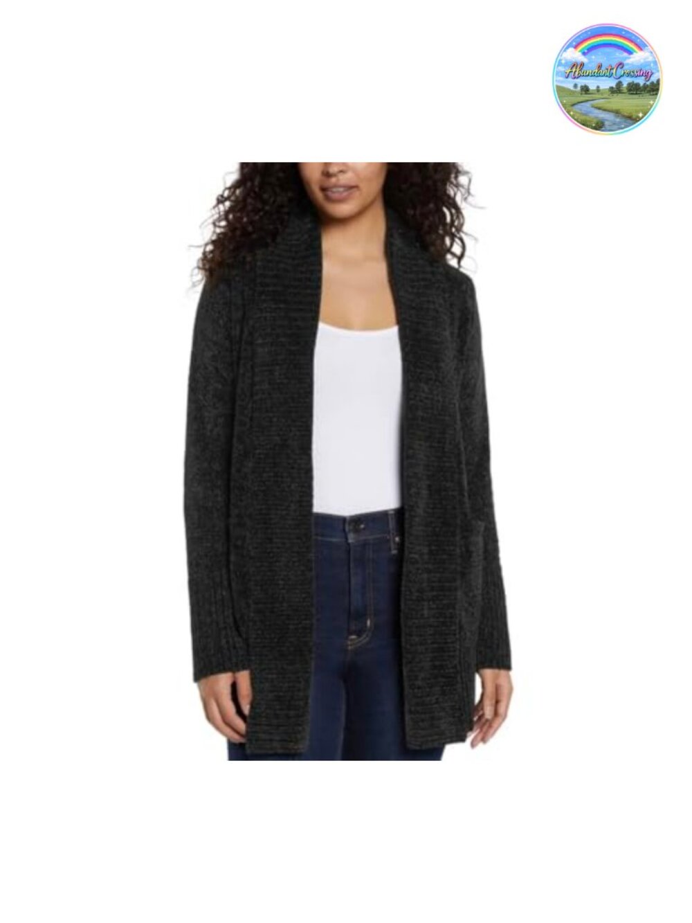 Open-Front Cardigan Sweater Women Shawl Collar Midweight